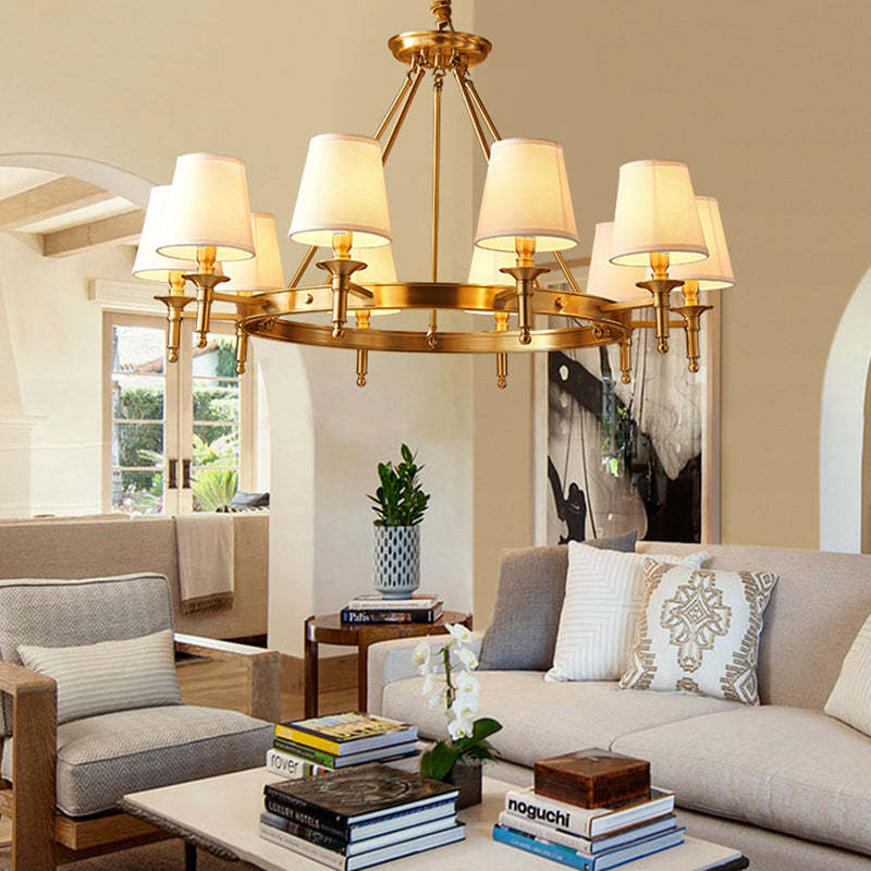 Scandinavian Brass Fabric Round Branch Chandelier