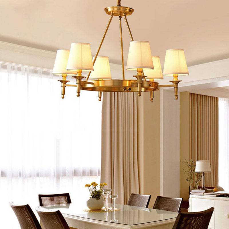 Scandinavian Brass Fabric Round Branch Chandelier