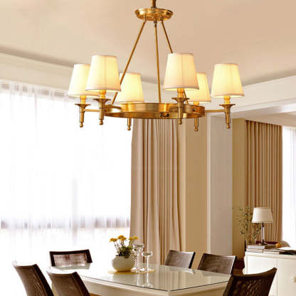 Scandinavian Brass Fabric Round Branch Chandelier