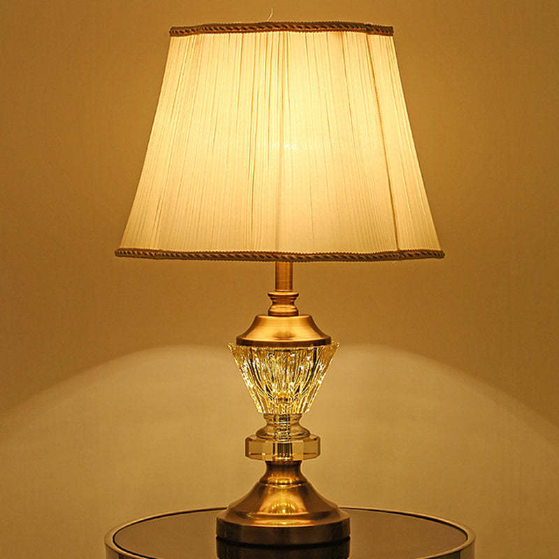 Modern Crystal Fabric Metal Trapezoid Fan Table Lamp