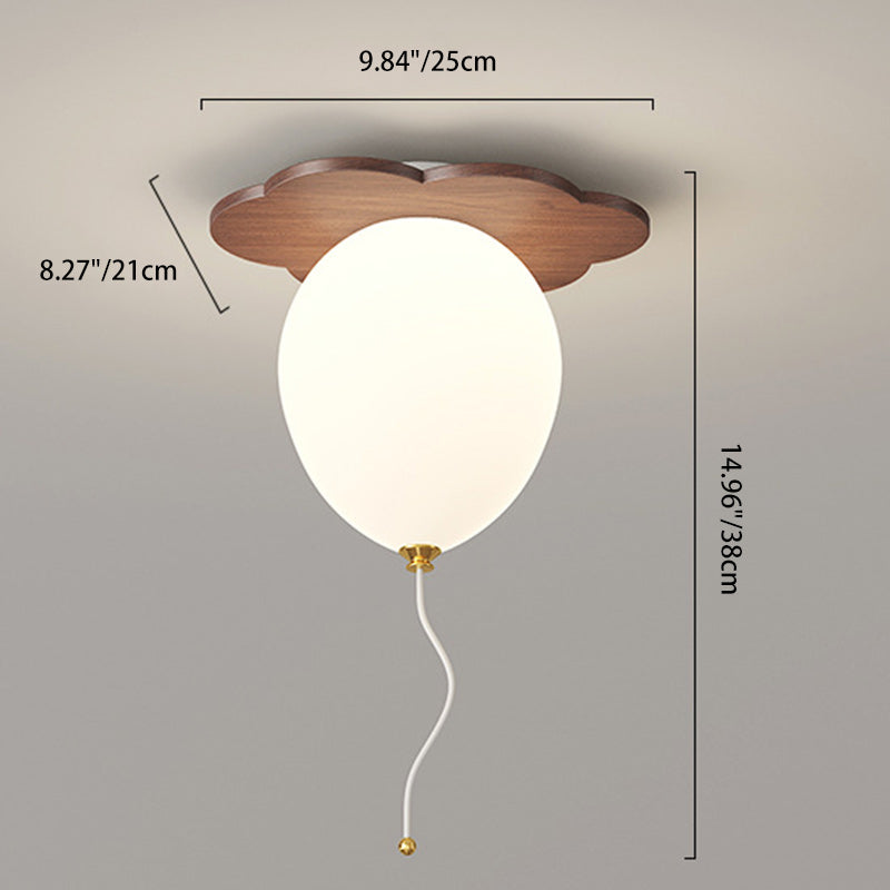 Contemporary Rubberwood Balloon Ceiling Light