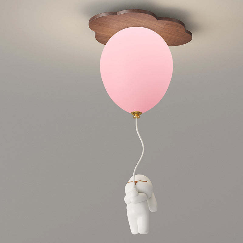 Contemporary Rubberwood Balloon Ceiling Light