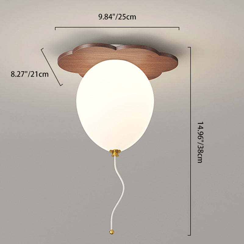 Contemporary Rubberwood Balloon Ceiling Light