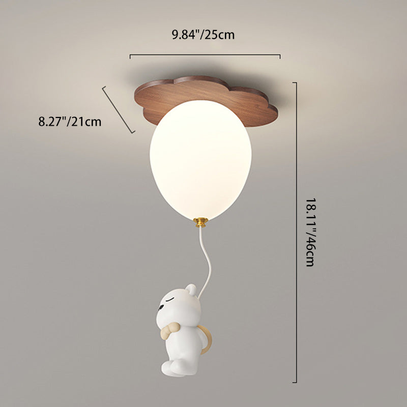 Contemporary Rubberwood Balloon Ceiling Light