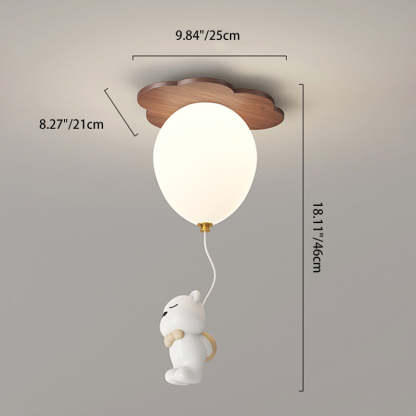 Contemporary Rubberwood Balloon Ceiling Light