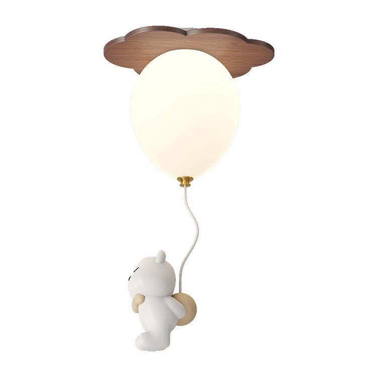 Contemporary Rubberwood Balloon Ceiling Light