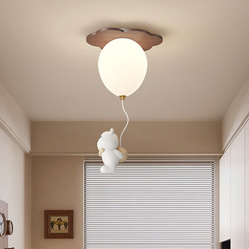 Contemporary Rubberwood Balloon Ceiling Light