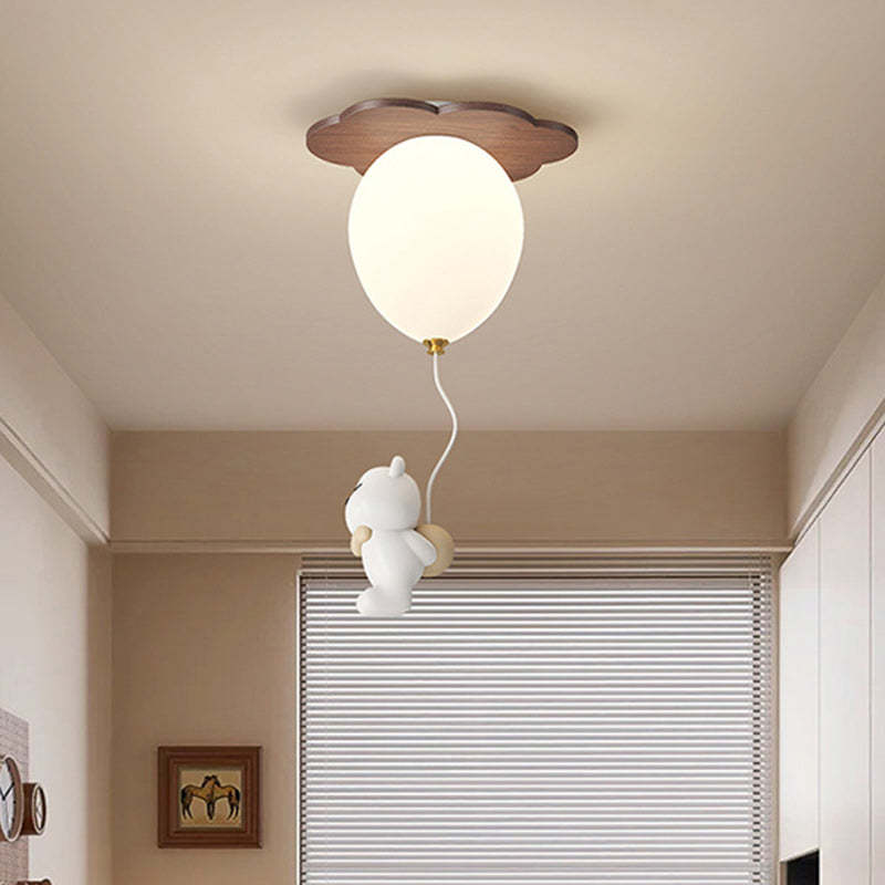 Contemporary Rubberwood Balloon Ceiling Light