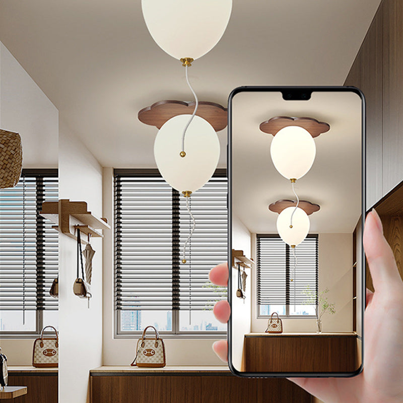 Contemporary Rubberwood Balloon Ceiling Light