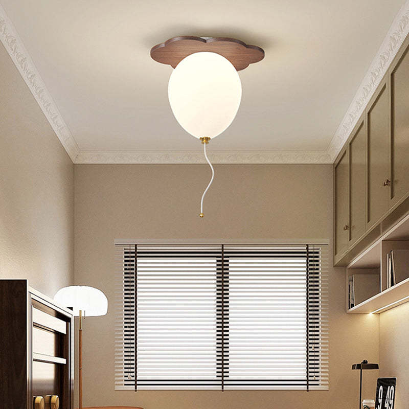 Contemporary Rubberwood Balloon Ceiling Light