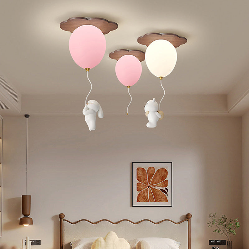 Contemporary Rubberwood Balloon Ceiling Light