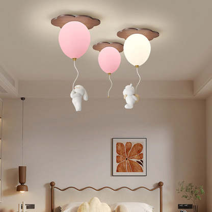 Contemporary Rubberwood Balloon Ceiling Light