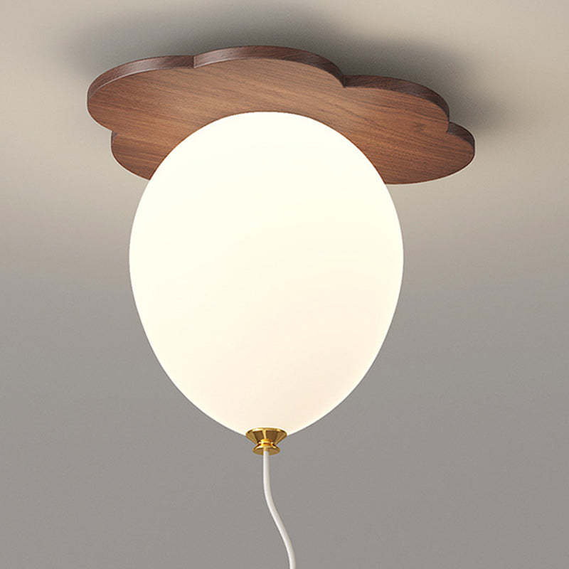 Contemporary Rubberwood Balloon Ceiling Light