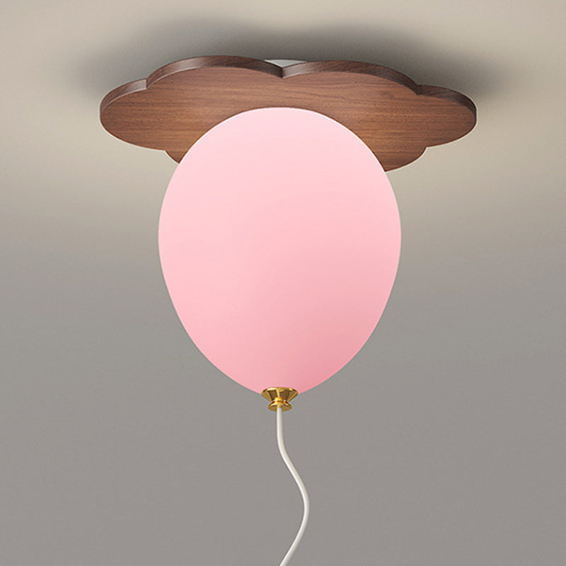 Contemporary Rubberwood Balloon Ceiling Light