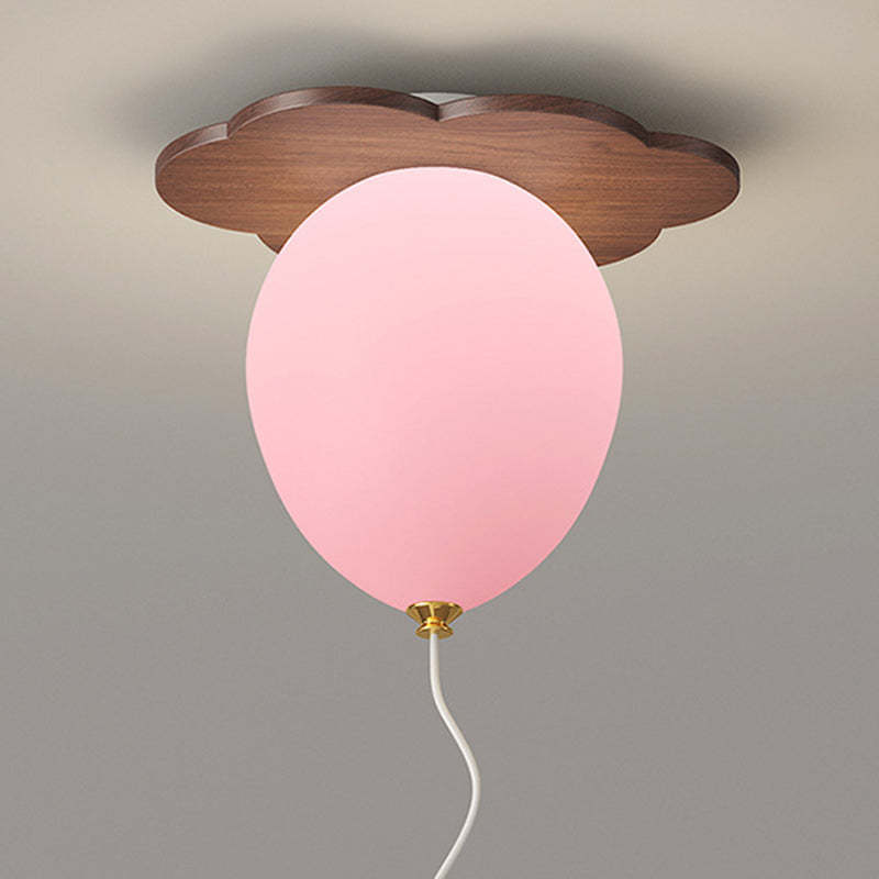 Contemporary Rubberwood Balloon Ceiling Light