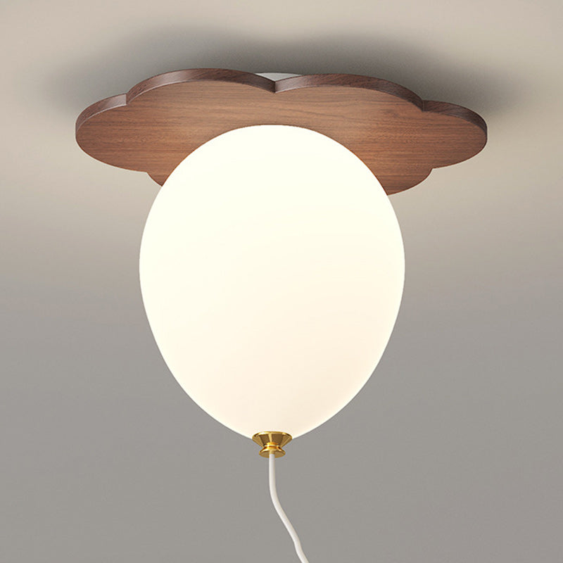 Contemporary Rubberwood Balloon Ceiling Light