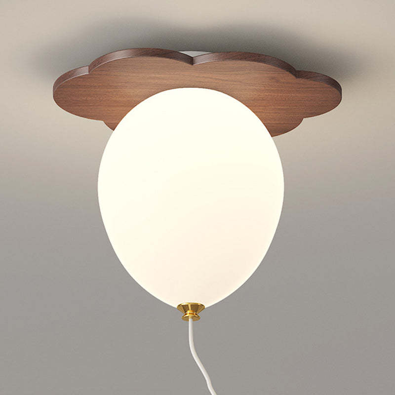 Contemporary Rubberwood Balloon Ceiling Light