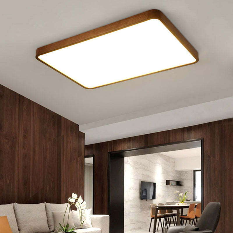 Chinese Acrylic Wood Metal Rectangular LED Flush Mount