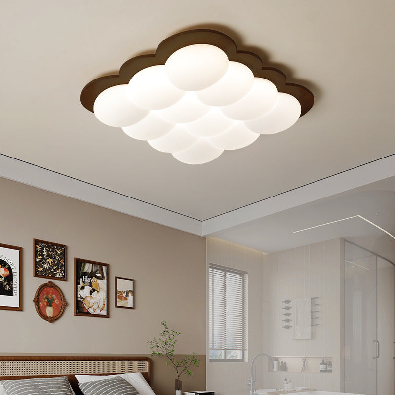 Minimalist Solid Wood Floral LED Flush Mount
