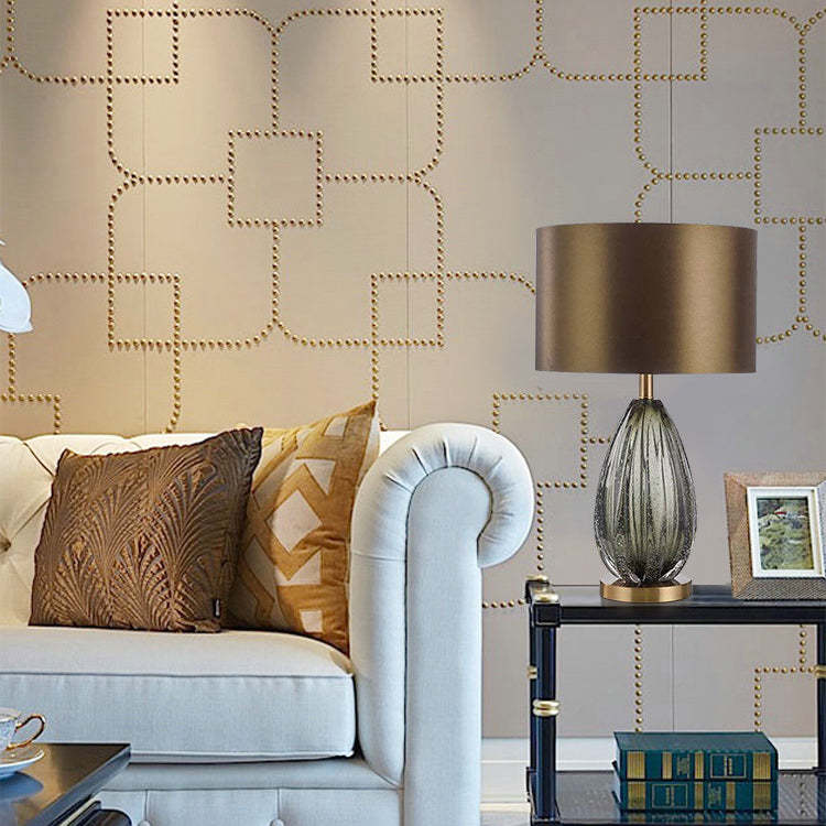 Scandinavian Fabric Metal Crystal Oval Lamp