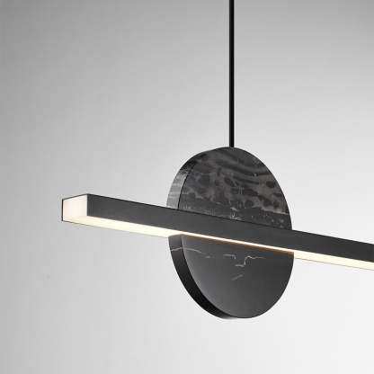 Minimalist Brass Marble Linear LED Island Chandelier — 110V-120V For US/CA & Black / Infinitely Dimmable
