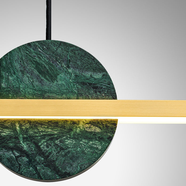 Minimalist Brass Marble Linear LED Island Chandelier — 110V-120V For US/CA & Black / Infinitely Dimmable