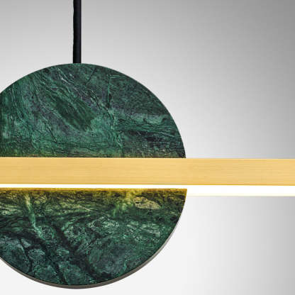Minimalist Brass Marble Linear LED Island Chandelier — 110V-120V For US/CA & Black / Infinitely Dimmable