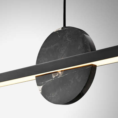 Minimalist Brass Marble Linear LED Island Chandelier — 220V-240V For UK/AU & Brass Color / Infinitely Dimmable