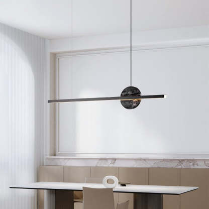 Minimalist Brass Marble Linear LED Island Chandelier — 220V-240V For UK/AU & Black / Infinitely Dimmable
