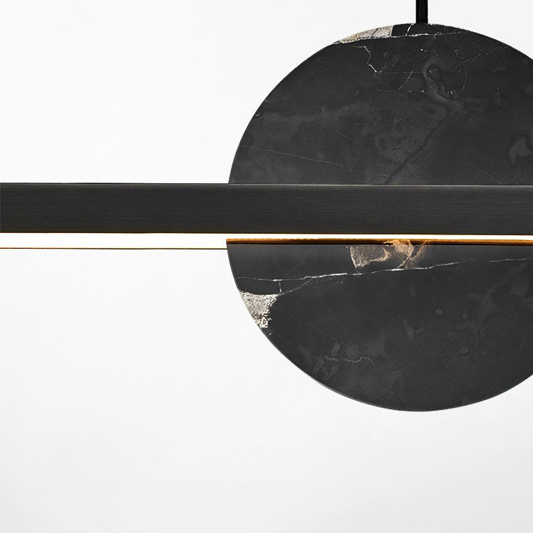 Minimalist Brass Marble Linear LED Island Chandelier — 220V-240V For UK/AU & Black / Infinitely Dimmable
