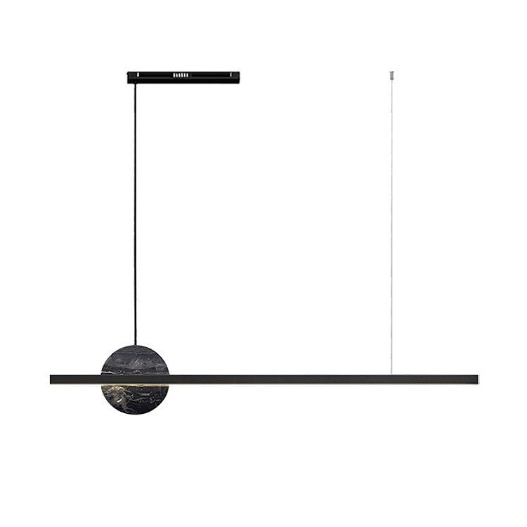 Minimalist Brass Marble Linear LED Island Chandelier