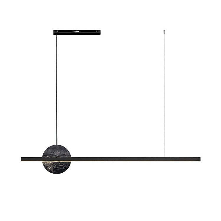 Minimalist Brass Marble Linear LED Island Chandelier