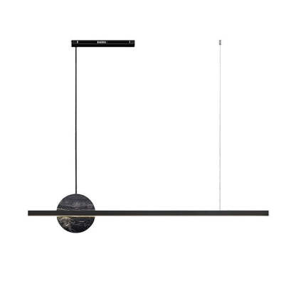 Minimalist Brass Marble Linear LED Island Chandelier