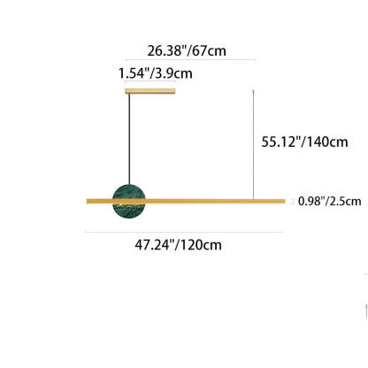 Minimalist Brass Marble Linear LED Island Chandelier — 110V-120V For US/CA & Black / Infinitely Dimmable
