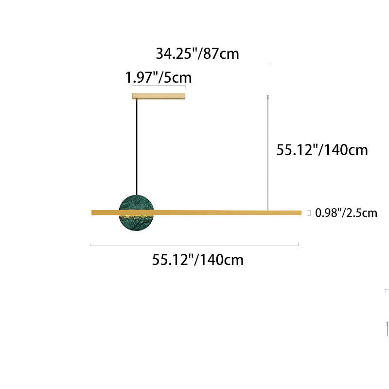 Minimalist Brass Marble Linear LED Island Chandelier — 220V-240V For UK/AU & Black / Infinitely Dimmable