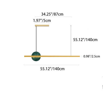 Minimalist Brass Marble Linear LED Island Chandelier — 220V-240V For UK/AU & Black / Infinitely Dimmable