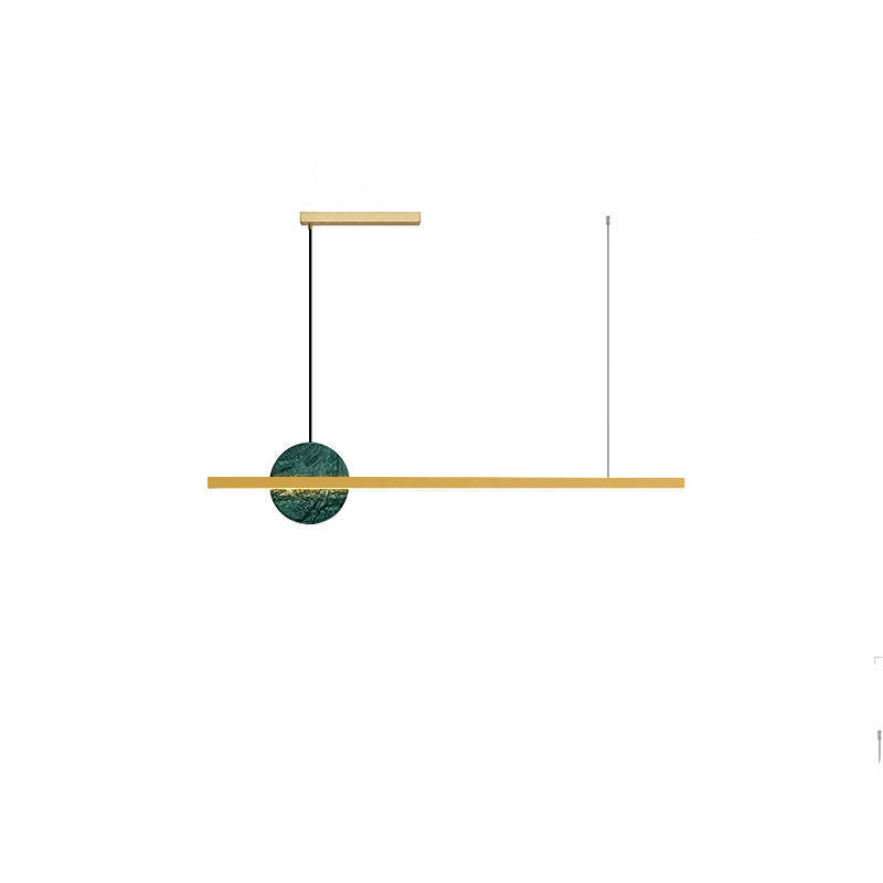 Minimalist Brass Marble Linear LED Island Chandelier