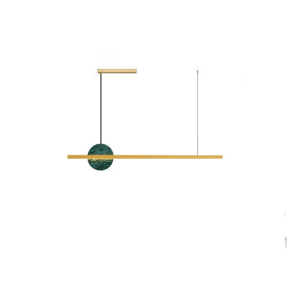 Minimalist Brass Marble Linear LED Island Chandelier