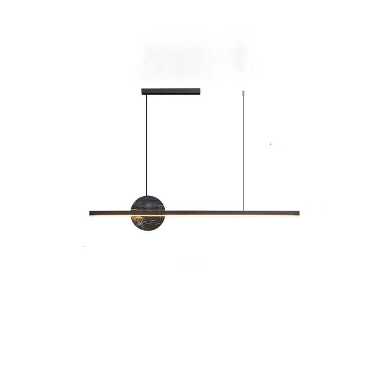 Minimalist Brass Marble Linear LED Island Chandelier