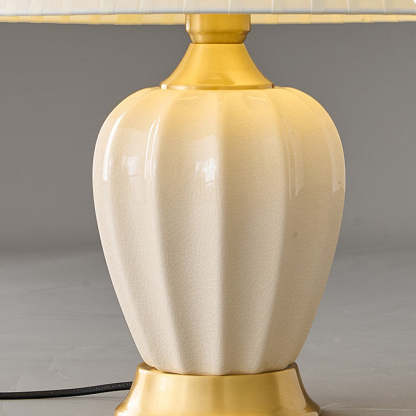 Chinese Fabric Ceramic Copper Pleated Fan Lamp