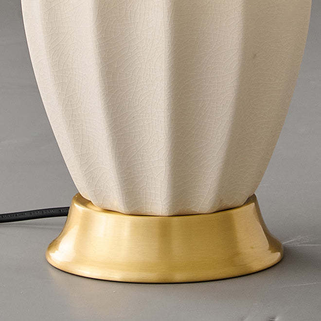 Chinese Fabric Ceramic Copper Pleated Fan Lamp