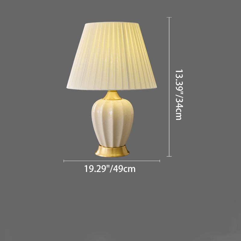 Chinese Fabric Ceramic Copper Pleated Fan Lamp — B / 220V-240V For UK/AU