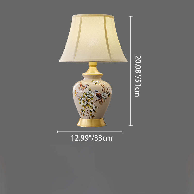 Chinese Fabric Ceramic Copper Pleated Fan Lamp — C / 110V-120V For US/CA
