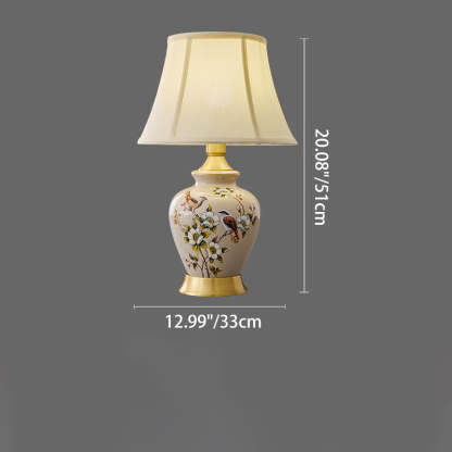 Chinese Fabric Ceramic Copper Pleated Fan Lamp — C / 110V-120V For US/CA