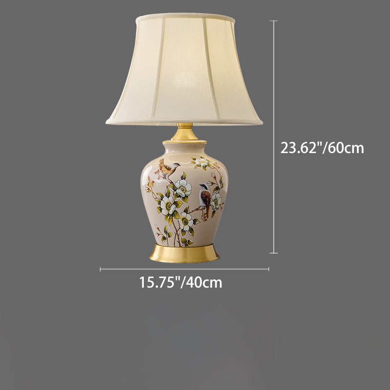 Chinese Fabric Ceramic Copper Pleated Fan Lamp — C / 220V-240V For UK/AU