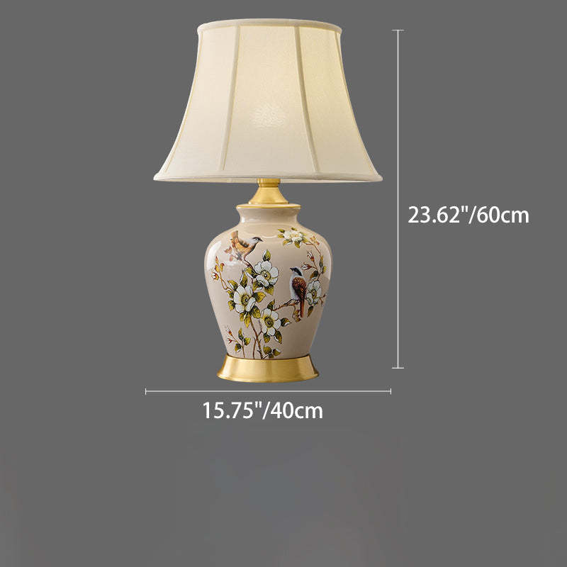 Chinese Fabric Ceramic Copper Pleated Fan Lamp — C / 220V-240V For UK/AU