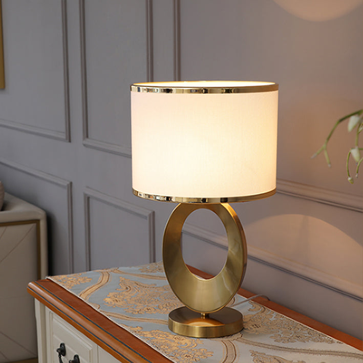 Contemporary Fabric Metal Ring Lamp