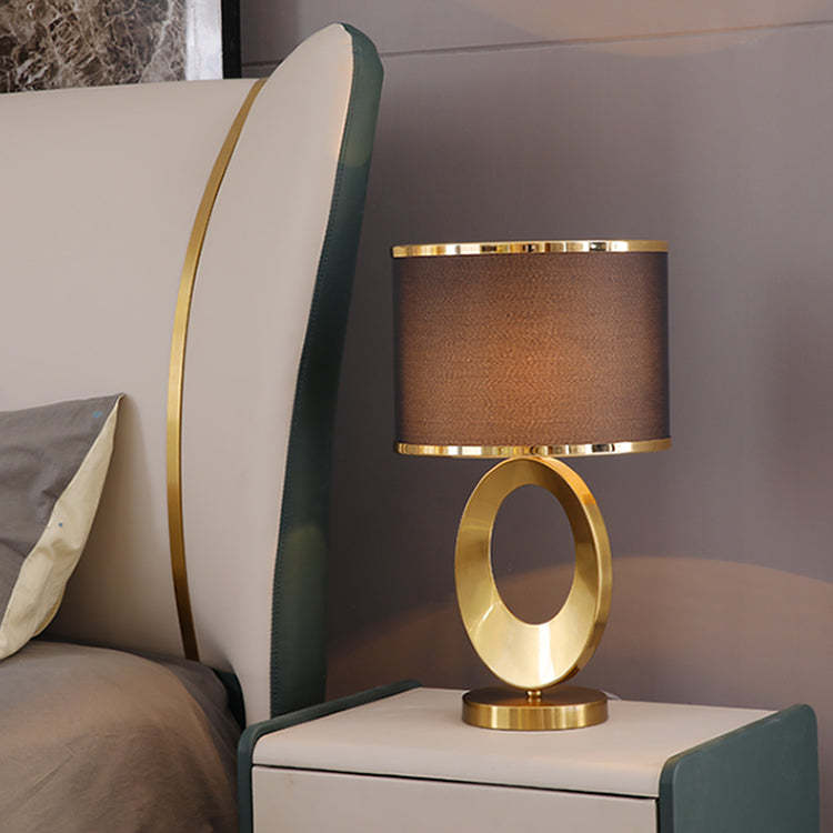 Contemporary Fabric Metal Ring Lamp — Push Button Switch / White / 220V-240V For UK/AU