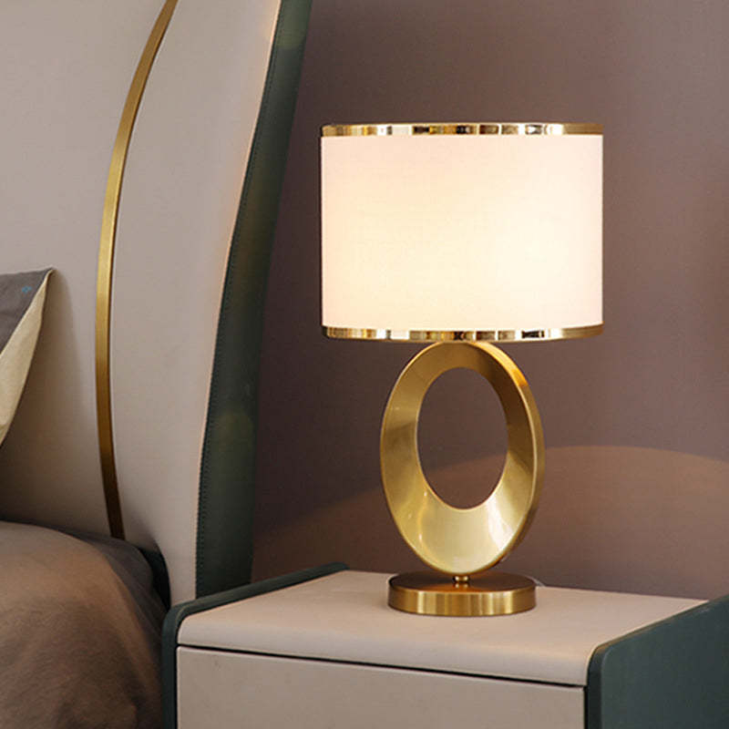 Contemporary Fabric Metal Ring Lamp — Remote Control Switch / White / 110V-120V For US/CA