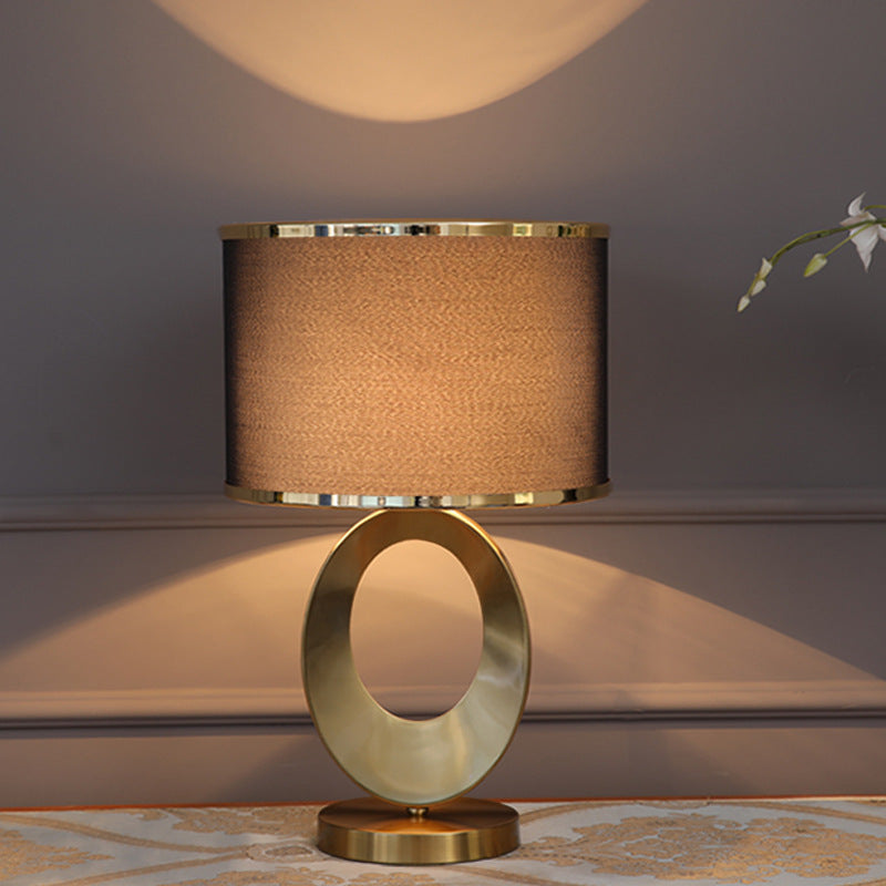 Contemporary Fabric Metal Ring Lamp — Remote Control Switch / White / 220V-240V For UK/AU